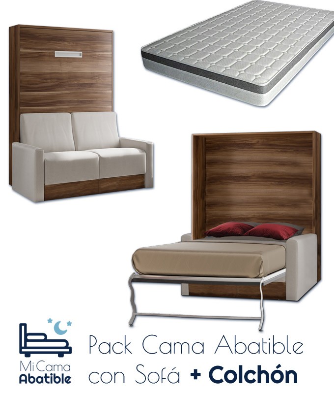 Pack Cama Abatible Vertical con Sofá y Colchón Ref CAN28000