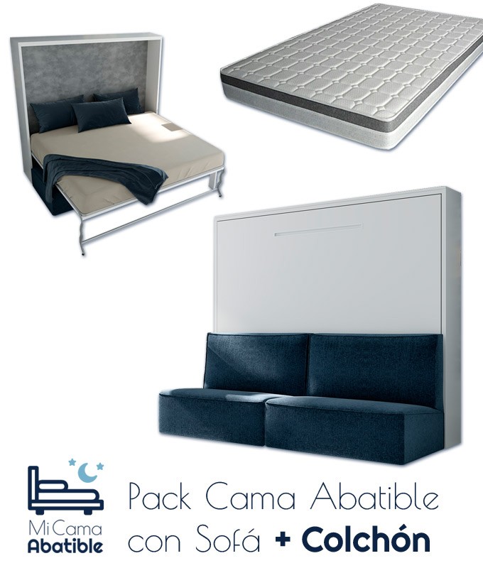 Pack Cama Abatible Horizontal con Sofá y Colchón Ref CAN35000