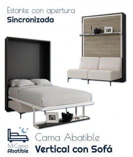 Cama Abatible Vertical con Sofá y Estante Sincronizado Ref CAN44000