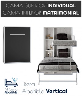 Litera Abatible Vertical con cama matrimonial Ref CAN14000