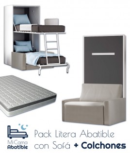 Pack Litera Abatible Vertical con Sofá y Colchones Ref CAN38000