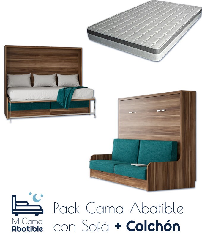 Pack Cama Abatible Horizontal con Sofá y Colchón Ref CAN43000