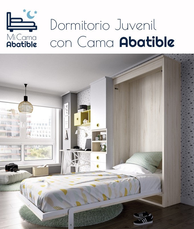 Dormitorio con cama abatible, escritorio y armario Ref CAYH407