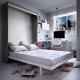 Dormitorio juvenil formado por cama abatible matrimonial, escritorio y estantes Ref CAYH410
