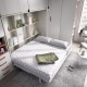 Dormitorio juvenil formado por cama abatible matrimonial con altillo y armarios a los lados Ref CAYH413