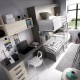 Dormitorio juvenil formado por cama abatible superior, cama nido inferior y escritorio Ref CAYH418