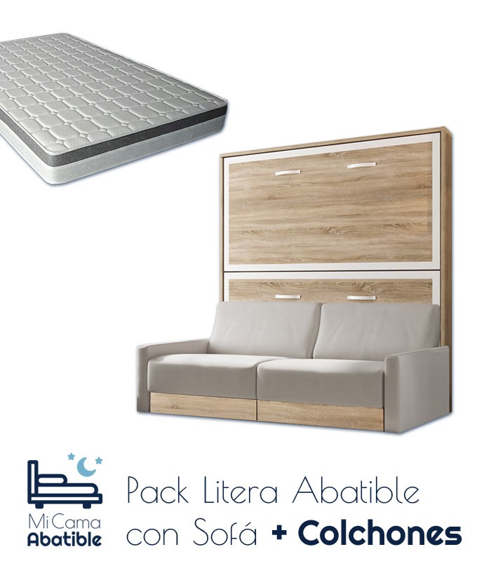 Pack Litera Abatible Horizontal con Sofá y Colchones Ref CAN55000