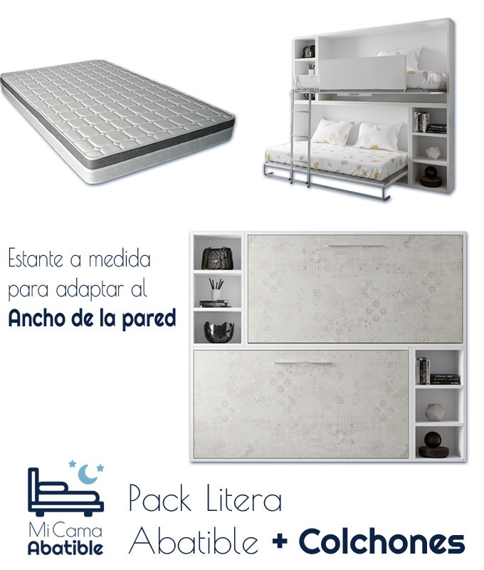 Pack Litera Abatible Horizontal con estantes laterales y Colchones Ref CAN59000