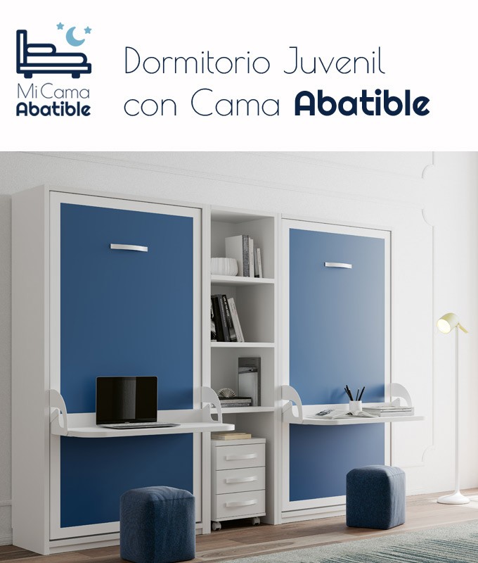 Cama Abatible vertical con escritorio integrado y estantes interiores  Colores Madera Wallbed Antracita Dimensiones 90x190