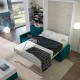 Salón moderno formado por cama abatible matrimonial, estantería y sofá con chaiselongue Ref CAN12