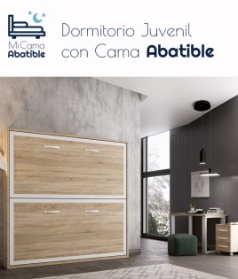 Dormitorio juvenil formado por Litera abatible, escritorio y cajonera Ref CAN20