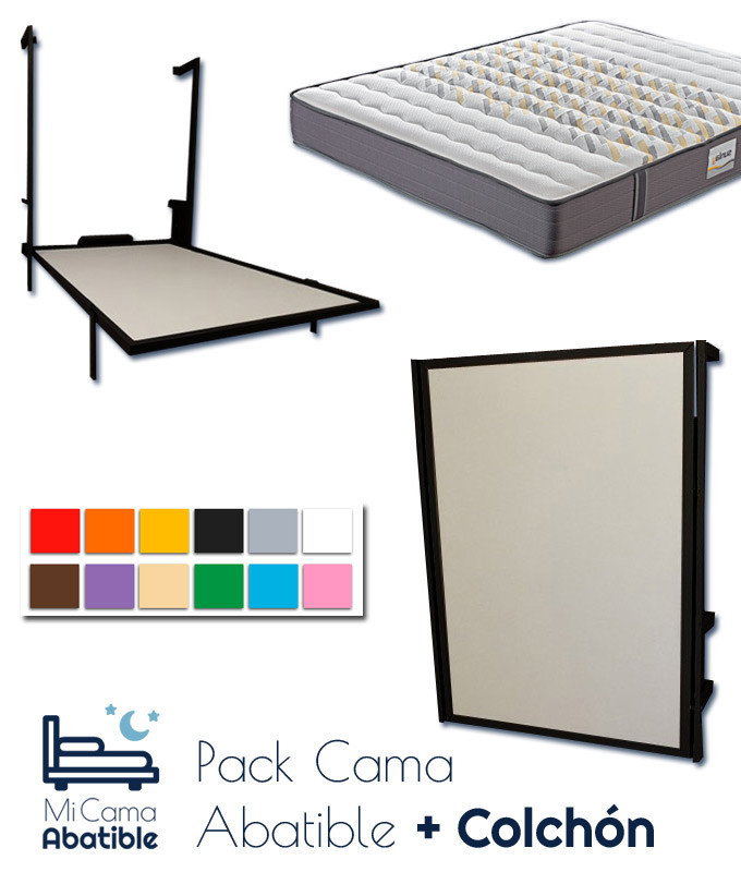 Pack Cama Abatible vertical metálica y colchón viscoelástico Ref CAF13000