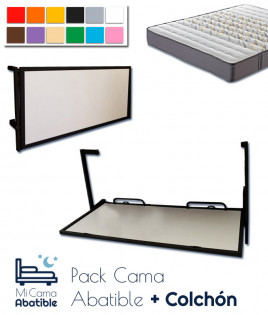 Pack Cama Abatible Horizontal metálica y colchón viscoelástico Ref CAF15000