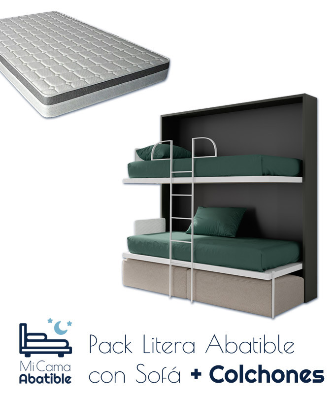 Pack Litera Abatible Horizontal con Sofá y Colchones Ref CAN65000