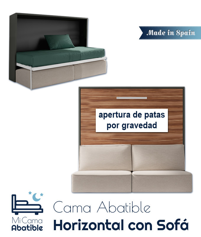 Cama Abatible Horizontal con Sofá, apertura de patas por gravedad Ref CAN70000