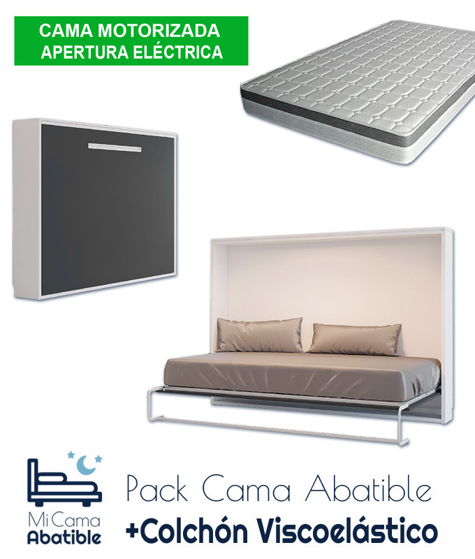 Pack Cama Abatible Horizontal con apertura eléctrica motorizada y Colchón Viscoelástico Ref CAN73000