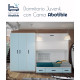 Dormitorio juvenil formado por cama abatible superior, cama nido inferior y armario 3 puertas Ref CAZ50