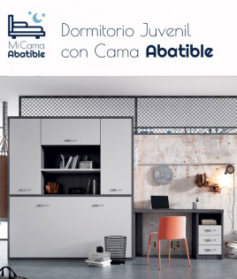 Dormitorio juvenil formado por cama abatible con armario superior y escritorio Ref CAZ52