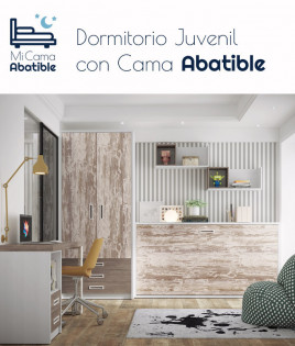 Dormitorio juvenil formado por cama abatible, armario y escritorio Ref CAZ56