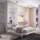 Dormitorio juvenil formado por cama abatible vertical con altillo, puente, armario rincón y escritorio Ref CAZ58