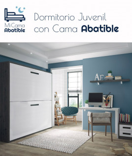 Dormitorio juvenil formado por litera abatible y escritorio con cajonera Ref CAZ63