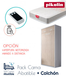 Pack Cama Abatible Vertical con Altillo y posibilidad de apertura eléctrica motorizada y Colchón Ref CAZ15000