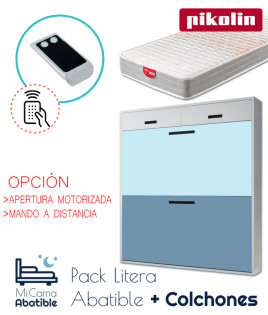 Pack Litera Abatible Horizontal con Altillo y posibilidad de apertura eléctrica motorizada y Colchones Ref CAZ19000