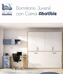 Dormitorio juvenil formado por cama abatible con armario superior y escritorio Ref CAYC403