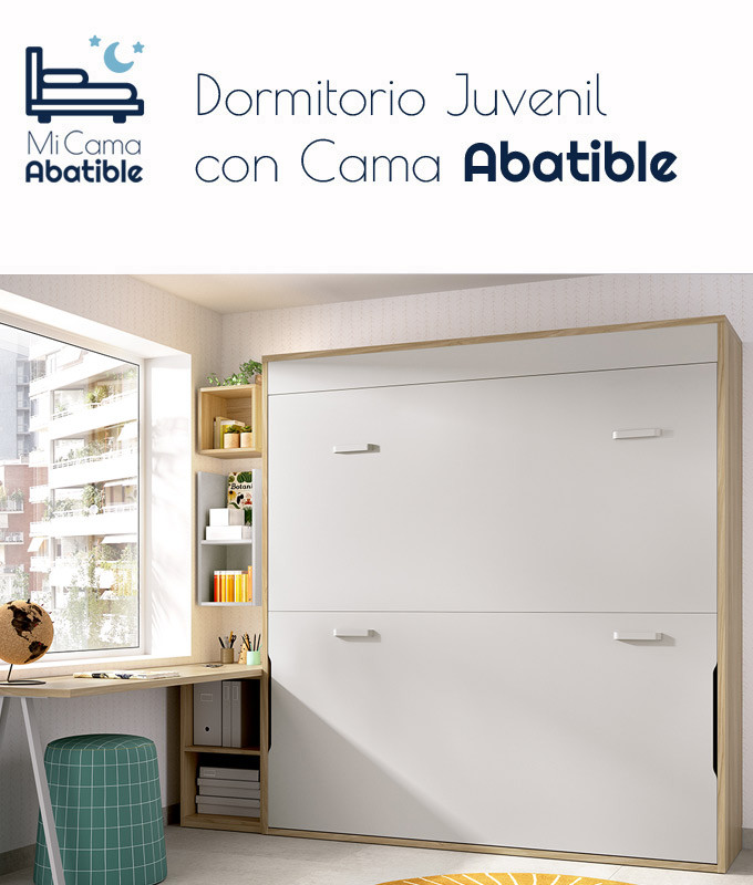 Dormitorio con litera abatible, escritorio y estantería Ref CAYC412