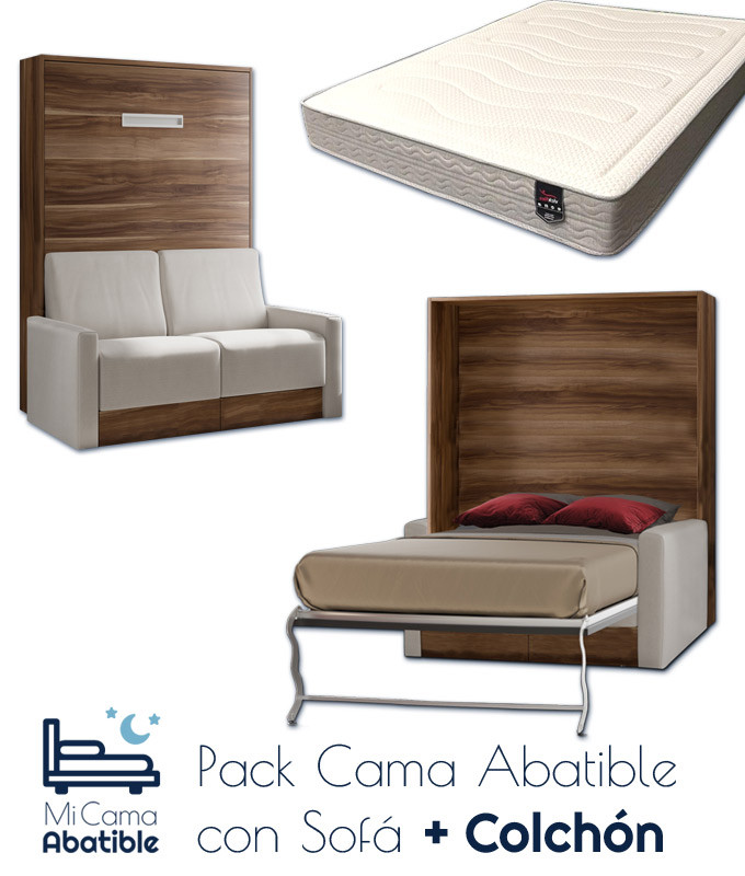 Pack Cama Abatible Vertical con Sofá y Colchón Ref CAN28000