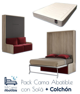Pack Cama Abatible Vertical con Sofá y Colchón Ref CAN42000