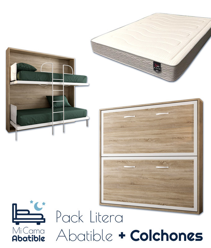 Pack Litera Abatible Horizontal con opción de Altillo y Colchones Viscoelásticos Ref CAN32000