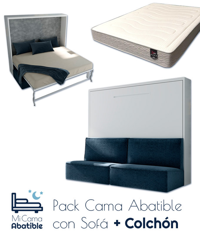 Pack Cama Abatible Horizontal con Sofá y Colchón Ref CAN35000