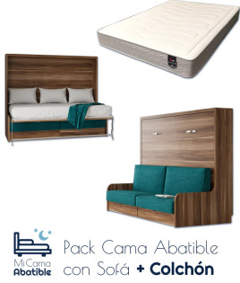Pack Cama Abatible Horizontal con Sofá y Colchón Ref CAN43000