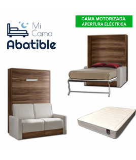 Pack Cama Abatible Vertical con Sofá, Apertura Eléctrica y Colchón Viscoelástico Ref CAN78000