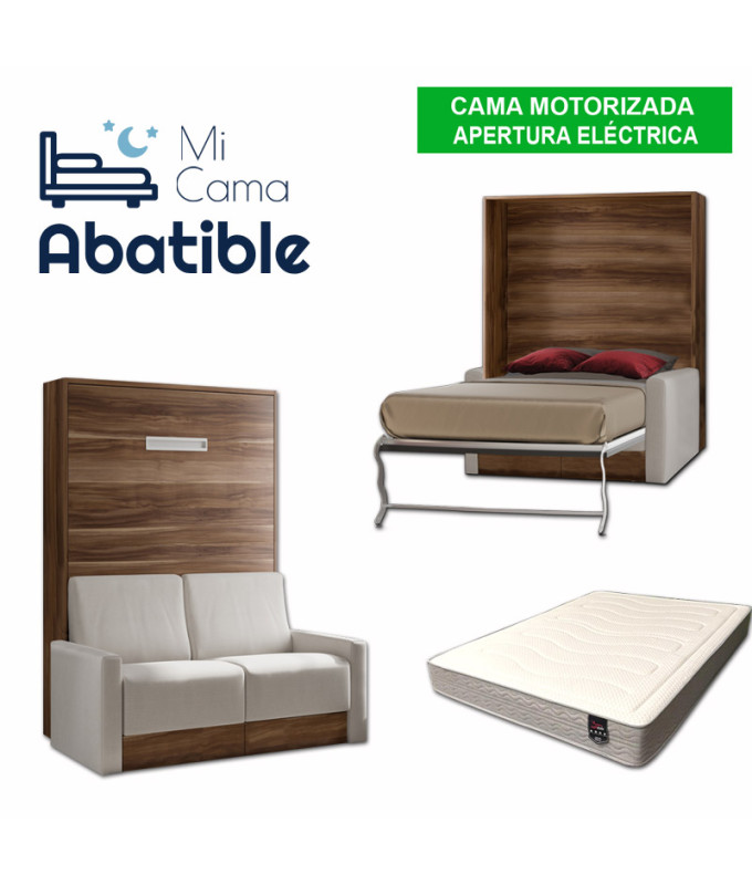 Pack Cama Abatible Vertical con Sofá, Apertura Eléctrica y Colchón Viscoelástico Ref CAN78000