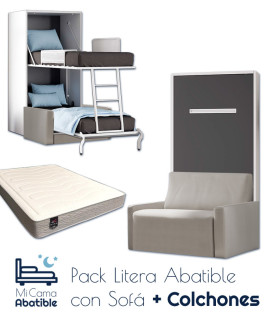 Pack Litera Abatible Vertical con Sofá y Colchones Ref CAN38000