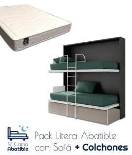Pack Litera Abatible Horizontal con Sofá y Colchones Ref CAN65000