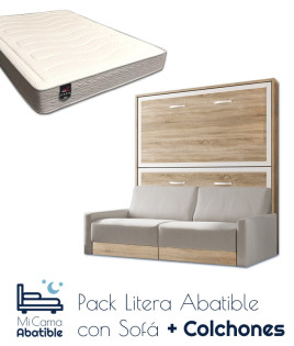 Pack Litera Abatible Horizontal con Sofá y Colchones Ref CAN55000