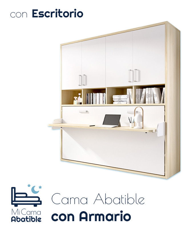 Cama Abatible Horizontal con escritorio y armario Ref CAY70000