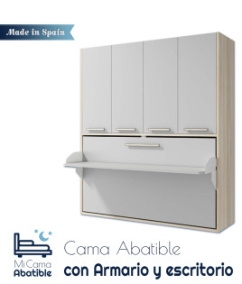 Cama Abatible con escritorio y armario Ref CAZ25000