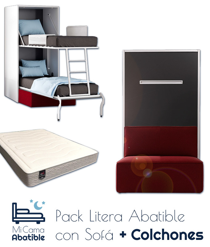 Pack Litera Abatible Vertical con Sofá y Colchones Ref CAN38000