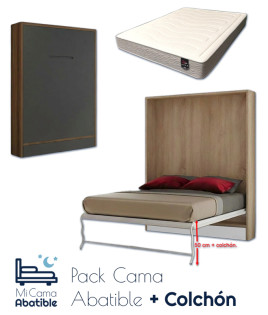 Pack Cama Abatible Vertical con más altura y Colchón Ref CAN85000