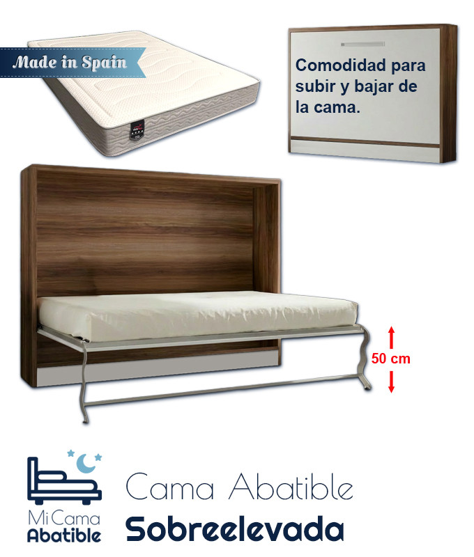 Pack Cama Abatible Horizontal con más altura y Colchón Ref CAN86000