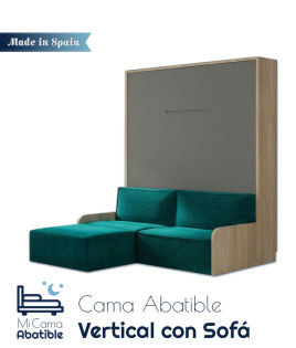 Cama Abatible Vertical brazo de madera con Sofá Chaiselongue Ref CAN91000