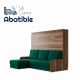 Cama Abatible Horizontal con brazo de madera y Sofá Chaiselongue Ref CAN92000