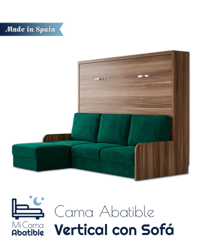 Cama Abatible Horizontal con brazo de madera y Sofá Chaiselongue Ref CAN92000