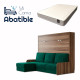 Pack Cama Abatible Horizontal con Sofá Chaiselongue y Colchón Ref CAN94000