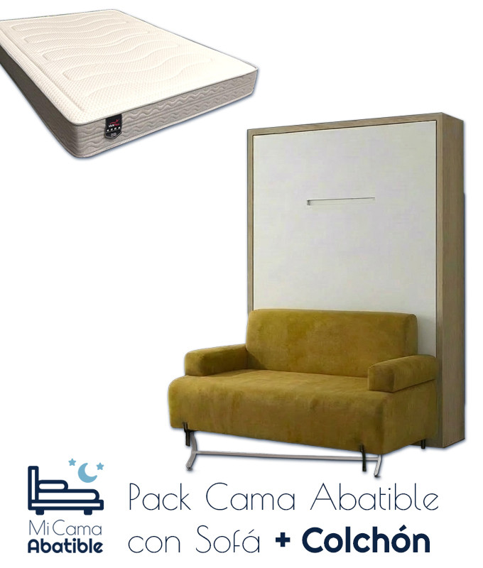 Pack Cama Abatible Vertical con Sofá y Colchón Ref CAN28100