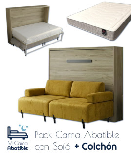 Pack Cama Abatible Horizontal con Sofá y Colchón Ref CAN35100